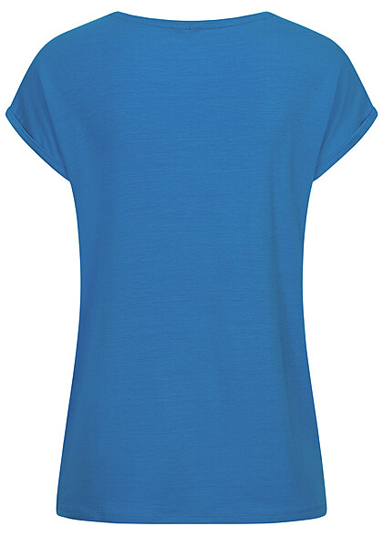 Vero Moda Damen NOOS T-Shirt Top mit rmelumschlag ibiza blau
