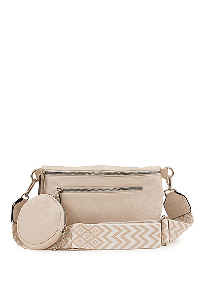 Styleboom Fashion Damen Handtasche mit Zipper und Minibag beige - Art.-Nr.: 24030137
