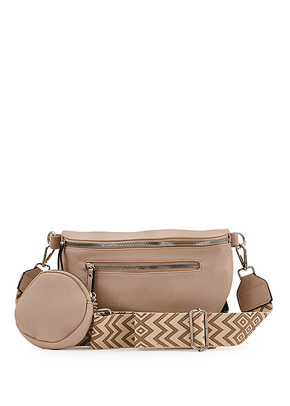 Styleboom Fashion Damen Handtasche mit Zipper und Minibag hell khaki - Art.-Nr.: 24030138