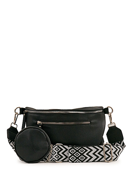 Styleboom Fashion Damen Handtasche mit Zipper und Minibag schwarz
