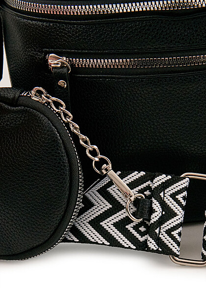 Styleboom Fashion Damen Handtasche mit Zipper und Minibag schwarz