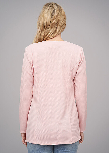Cloud5ive Dames Blazer met 2 zakken met ritssluiting en structuurstof roze