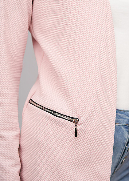 Cloud5ive Dames Blazer met 2 zakken met ritssluiting en structuurstof roze