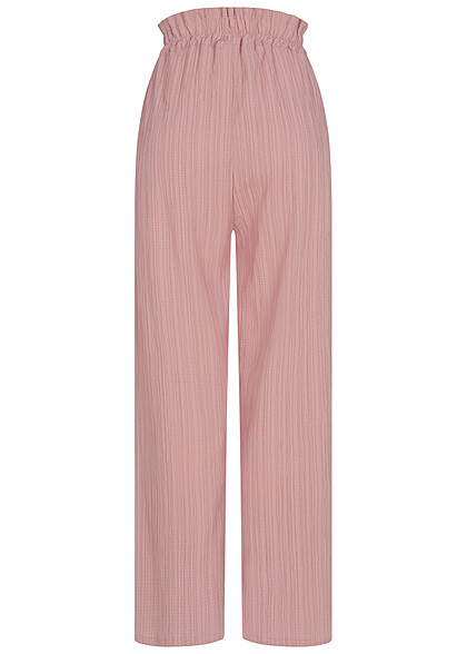 Cloud5ive Damen Sommer Hose mit weitem Beinschnitt und Strukturstoff alt rosa
