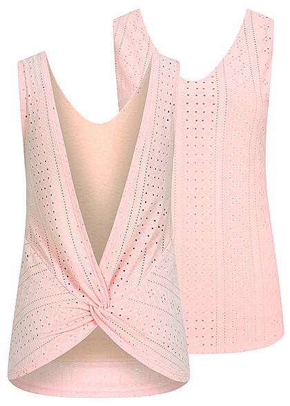 Cloud5ive Dames Top met gatenpatroon en achterkant uitgesneden roze