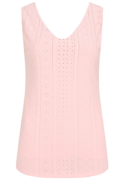 Cloud5ive Dames Top met gatenpatroon en achterkant uitgesneden roze