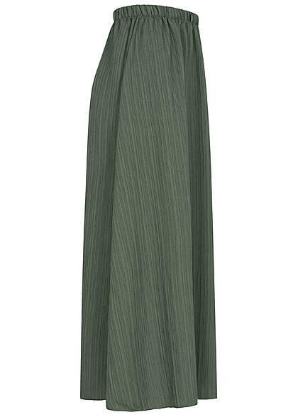 Cloud5ive Dames Lange Rok met elastische tailleband en structuurstof groen