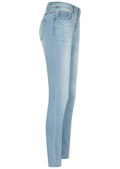 Cloud5ive Dames Mid Taille Skinny Fit Jeans met 5 zakken lichtblauw