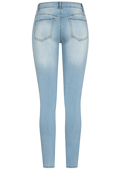 Cloud5ive Dames Mid Taille Skinny Fit Jeans met 5 zakken lichtblauw