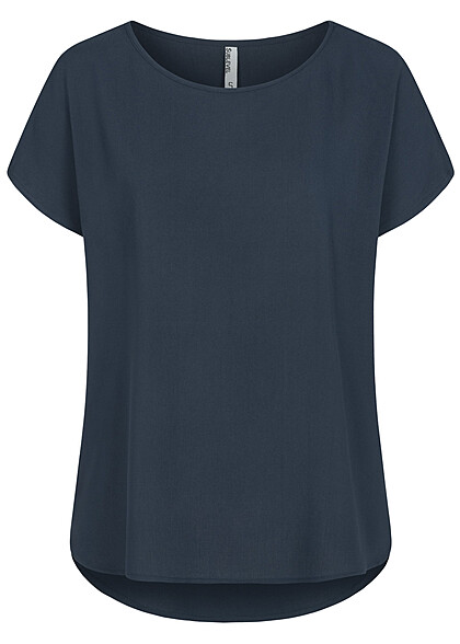 Sublevel Dames Basic T-Shirt met ronde hals marine blauw