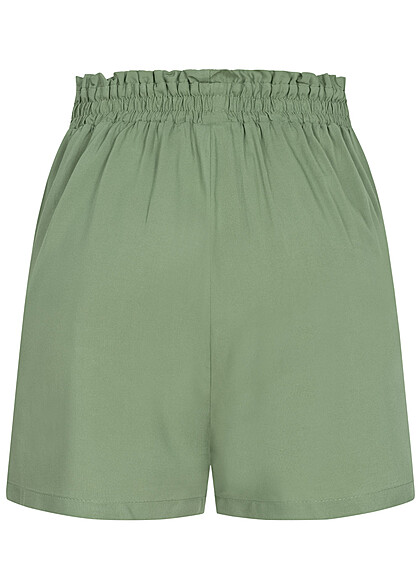 Fresh Made Dames Shorts met strikceintuur en 2 zakken groen