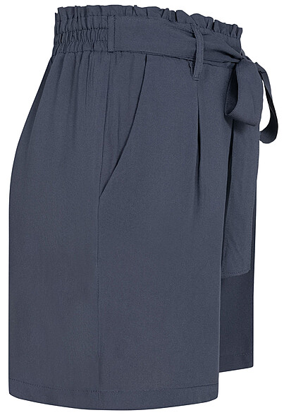 Fresh Made Dames Shorts met strikceintuur en 2 zakken marine blauw