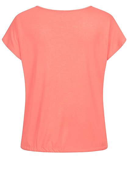 Sublevel Dames T-Shirt met ronde hals en trekkoorden in de zoom roze