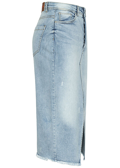 Sublevel Dames Denim rok in wikkellook met 5-pockets lichtblauwe denim