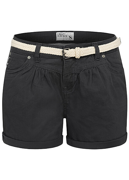 Urban Surface Dames Shorts met riem en 5-pockets donkergrijs