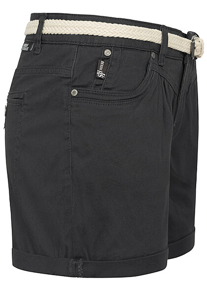 Urban Surface Dames Shorts met riem en 5-pockets donkergrijs
