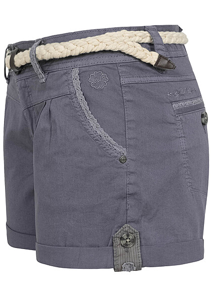 Eight2Nine Dames Shorts met riem en 5-pockets blauw