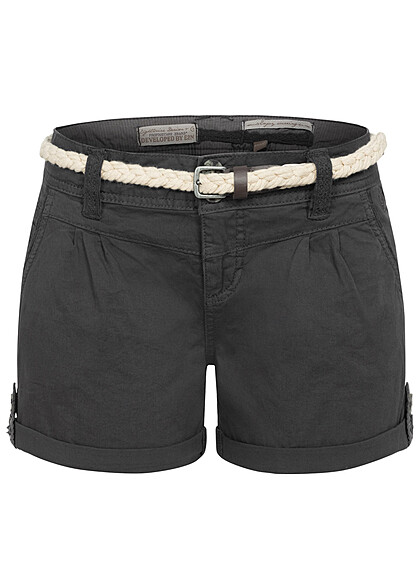 Eight2Nine Dames Shorts met riem en 5-pockets donkergrijs - Art.-Nr.: 24040099
