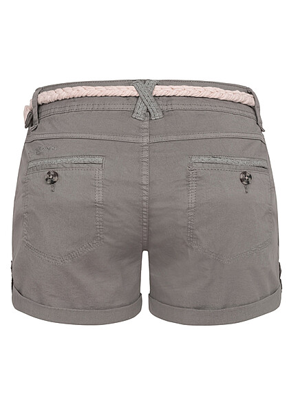 Eight2Nine Dames Shorts met riem en 5-pockets grijs