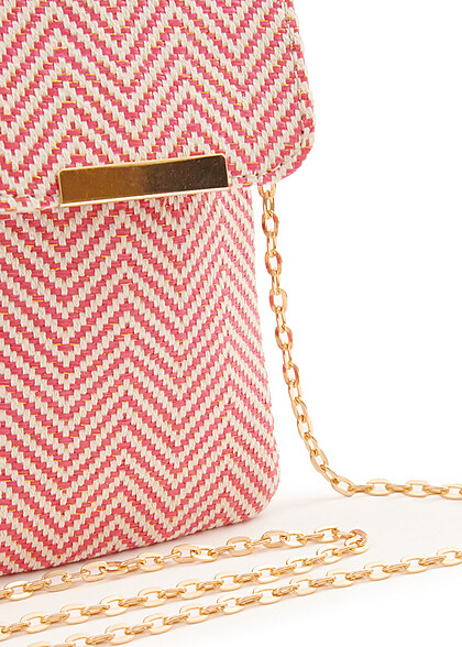 Hailys Dames Handtas met glitterdetails en gouden band roze wit