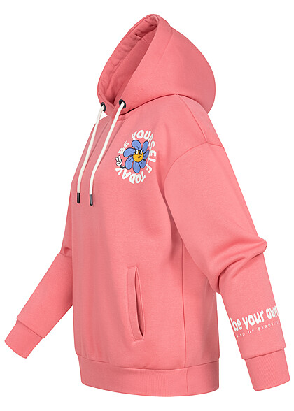 Sublevel Damen Hoodie mit Be Yourself Today Print hinten 2-Pockets confetti pink