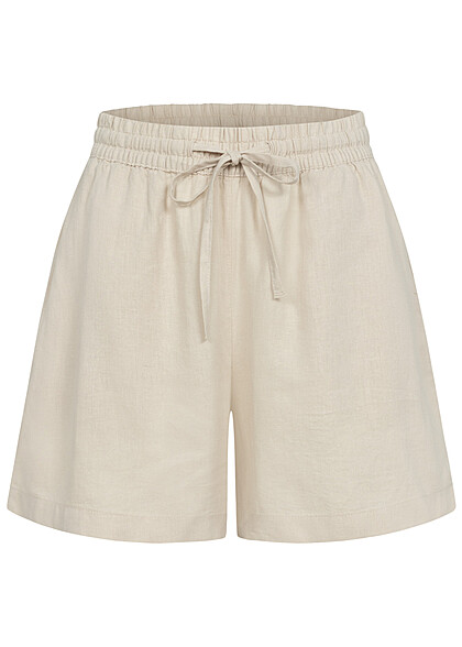 Vero Moda Damen NOOS Shorts mit Gummibund Tunnelzug und 2-Pockets moonbeam beige
