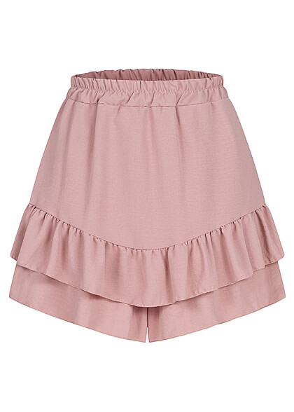 Cloud5ive Dames Volant Shorts in roklook met elastische tailleband roze