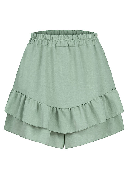 Cloud5ive Dames Volant Shorts in roklook met elastische tailleband groen
