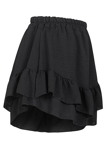 Cloud5ive Dames Volant Shorts in roklook met elastische tailleband zwart