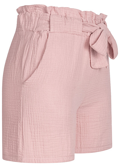 Cloud5ive Dames Musselin Shorts met strikceintuur roze