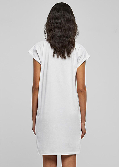 Urban Classics Dames kortarm jurk met ronde hals wit