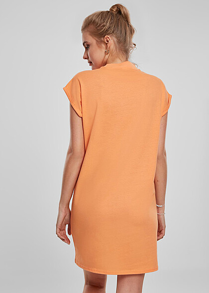 Urban Classics Dames kortarm jurk met ronde hals oranje