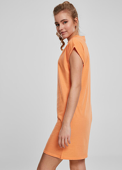 Urban Classics Dames kortarm jurk met ronde hals oranje