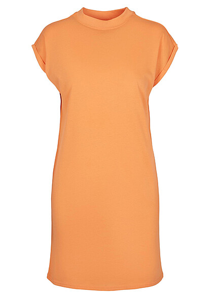 Urban Classics Dames kortarm jurk met ronde hals oranje