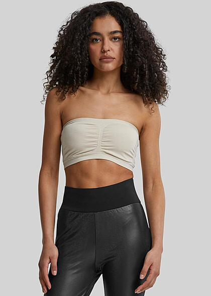 Urban Classics Dames top bandeau met borstpadding beige