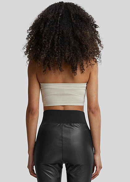 Urban Classics Dames top bandeau met borstpadding beige