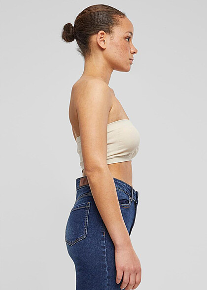 Urban Classics Dames top bandeau met borstpadding beige