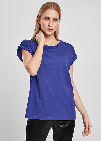 Urban Classics Dames extended shoulder t-shirt met rond de hals paars