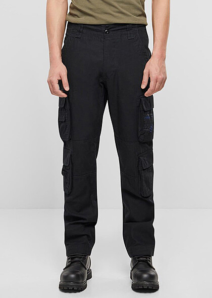 Brandit Heren Slim Fit Cargo Broek met 8 Zakken zwart