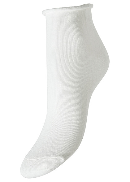 Vero Moda Damen Socken mit Rollkante schnee weiss