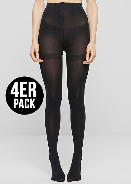 Urban Classics Dames 4-Pack 100 Denier Panty zwart