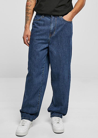Urban Classics Heren 90s Jeans met 4-Pockets mid indigo gewassen blauw