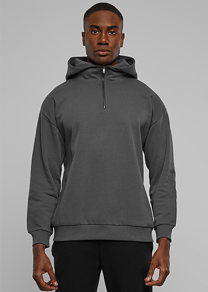Urban Classics Herren Basic Hoodie mit Zipper darkshadow dunkel grau