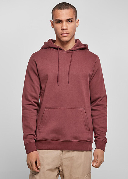 Build Your Brand Herren Basic Organic Hoodie mit Tunnelzug und Kangarootasche cherry rot