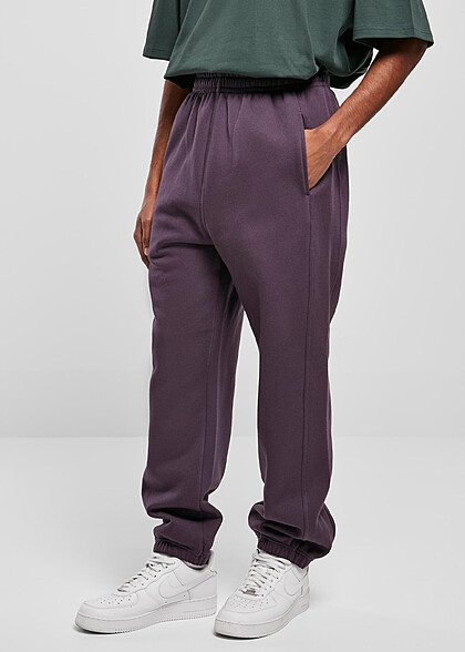 Urban Classics Herren Basic Jogginghose Sweatpants mit 3-Pockets purplenight lila