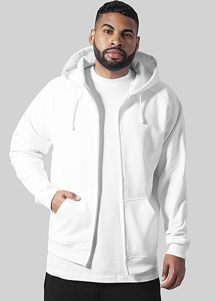 Urban Classics Herren Basic Zip-Hoodie mit Kängurutaschen weiss