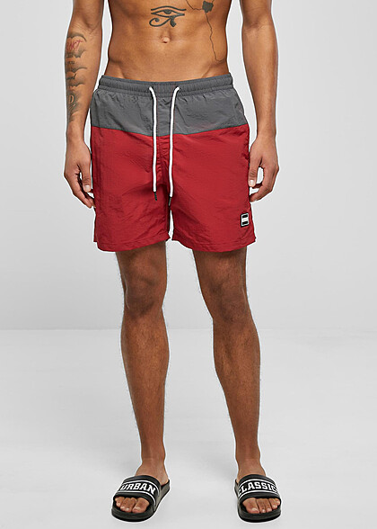 Urban Classics Herren Badehose Block Swim Shorts m. 2-Pockets brick rot darkshadow grau