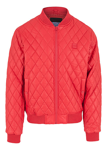 Urban Classics Herren Jacke Kunstleder mit Zipper und 2-Pockets feuer rot