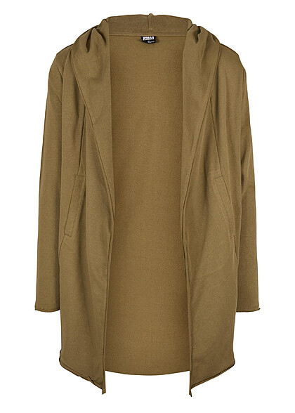 Urban Classics Heren Cardigan met Capuchon en Open Snit 2 Zakken olijfgroen