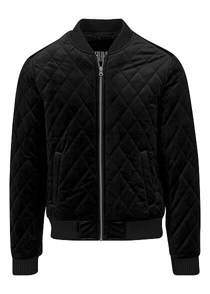 Urban Classics Herren Diamond Samt Steppjacke mit 2-Pockets schwarz